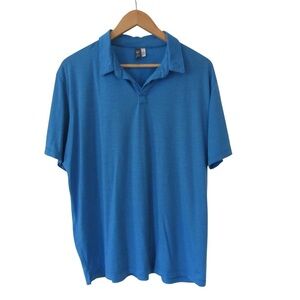 Ibex Mens Turquoise Blue Polo Shirt Large Merino Wool Nylon Short Sleeve Stained